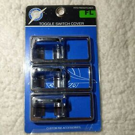 3-guarded Toggle Switch Trims Chrome Plastic Older Freightliner 3 3/8inch X 1 1/2inch