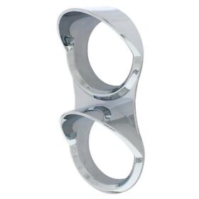 41852 Chrome Double Stacked Gauge Bezel With Visors Fits Mack