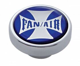 23607 Fan Air Control Knob Chrome Aluminum With 1inch Blue Maltese Cross Sticker Up#23607