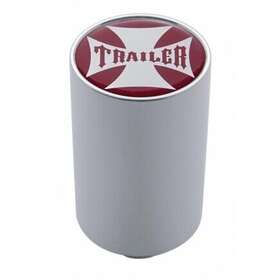23722 United Pacific Inch Trailer 3 Air Valve Knob - Red Maltese Cross Sticker Chrome Finish