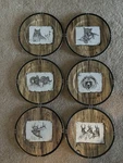 Set Of 6 Lynn Chase Designs American Pages Wood Grain 9" Plate Lion Bear Deer. Fixed Price $65.00.