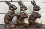 3 Vtg Greenbrier Chocolate Faux Easter Bunnies Polystone Rabbits Basket Spring. Fixed Price $23.00.