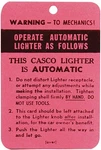 1946-60 Casco Lighter Instruction Tag. Fixed Price $8.99.