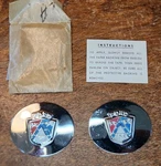 Nos Pair Of Vintage 1950 Ford Chrome Raised Crest Emblems. Fixed Price $14.00.