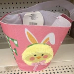 Greenbrier International Pink Felt Easter Gift Basket With Chick Decoration. Fixed Price $22.99.