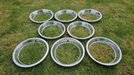 Set Of 9 Vintage Stainless Beauty Rings 15" Rally Wheels 4 Trim Rims. Fixed Price $149.00.