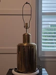 Vintage Etched Brass Table Lamp Chinoiserie 30" Hollywood Regency Hong Kong. Fixed Price $157.25.