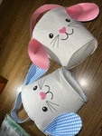 2-GREENBRIER Easter Baskets Blue & Pink Bunny Faces W/ears Handles New No Tags. Fixed Price $8.00.