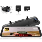 Wolfbox 4K12'' Free Sd Dual Mirror Dash Parking Monitoring Cameras. Fixed Price $99.99.