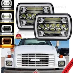 For Gmc Safari C6500 C7500 Topkick Pair 7X6" Inch Led Headlights Hi/lo Halo Drl. Fixed Price $35.85.