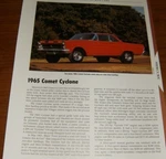 1965 Mercury Comet Cyclone Specs Info Photo 289 64. Fixed Price $5.39.