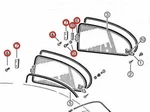 Vw TYPE1 Bug Super Beetle '56-'77 Off White Popout Window Front Hinge Cover Set. Fixed Price $55.00.