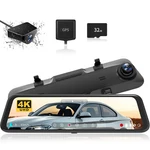 Wolfbox Free Sd Dual Mirror Dash Parking Monitoring Cameras 4K12''. Fixed Price $99.99.