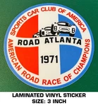 1971 Road Atlanta Circuit Scca Vinyl Decal Sticker - Racing Sport Car Club. Fixed Price $7.23.