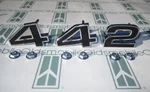 1968 Olds Cutlass "442" Front Fender Emblem Set With Hardware Chrome & Painted. Fixed Price $39.50.